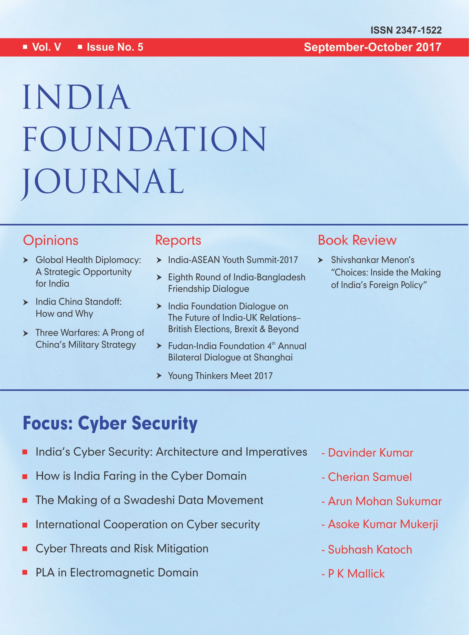India Foundation Journal September October 2017