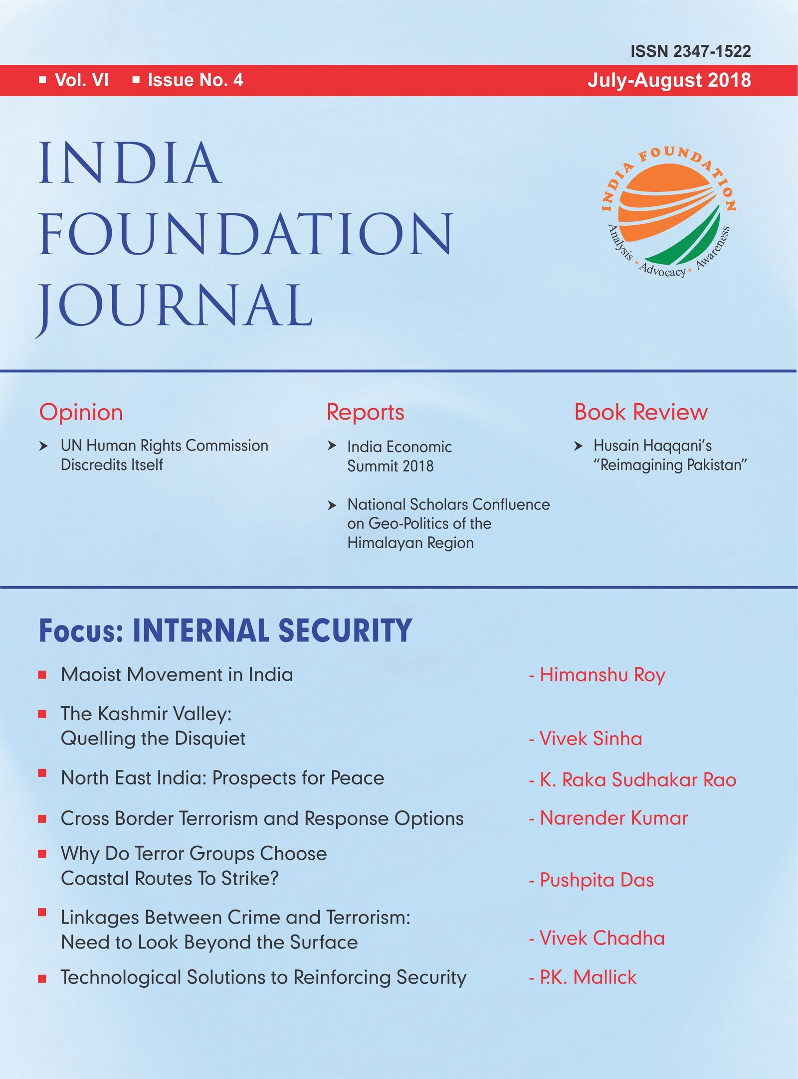 INDIA FOUNDATION JOURNAL July August 2018