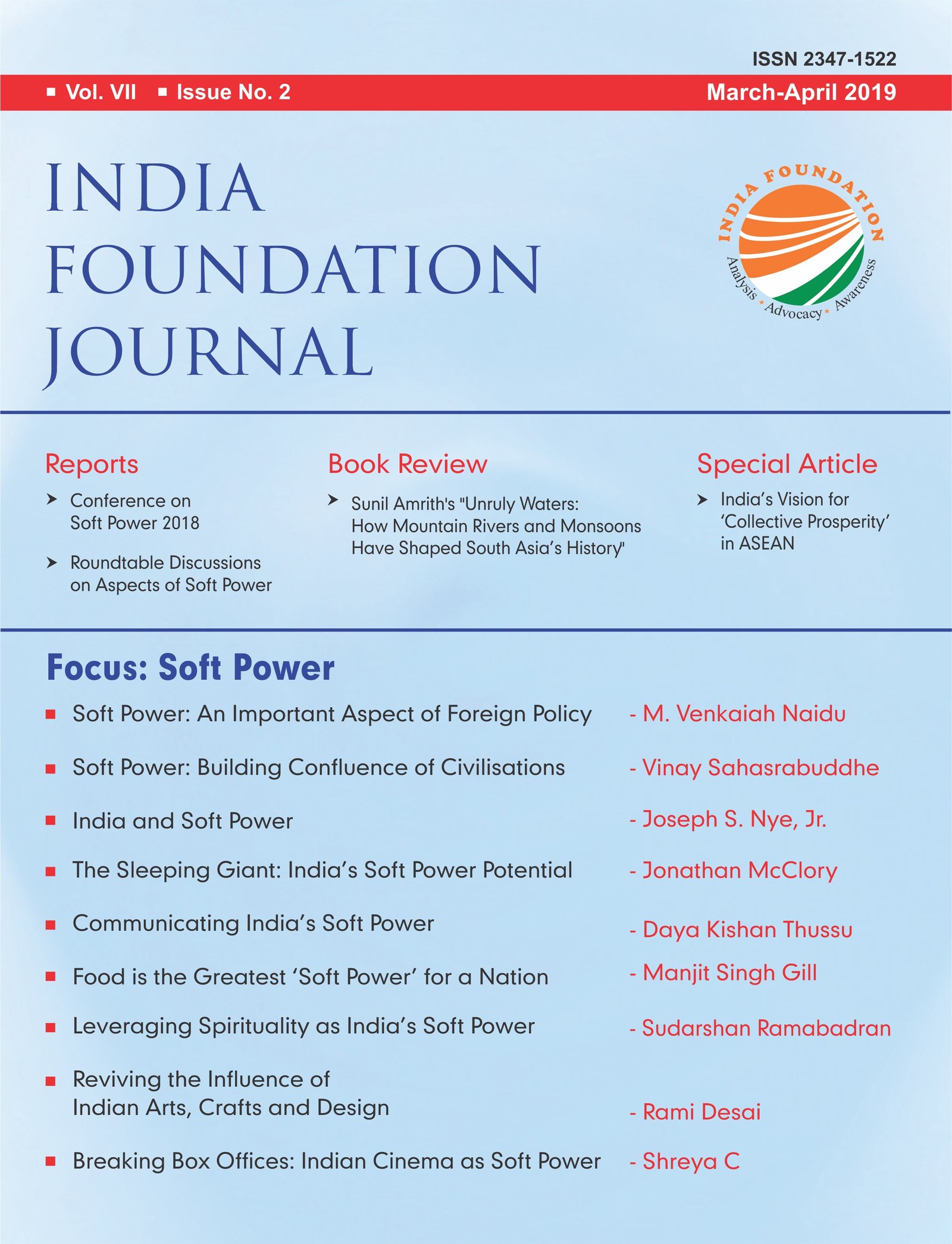 INDIA FOUNDATION JOURNAL March April 2019