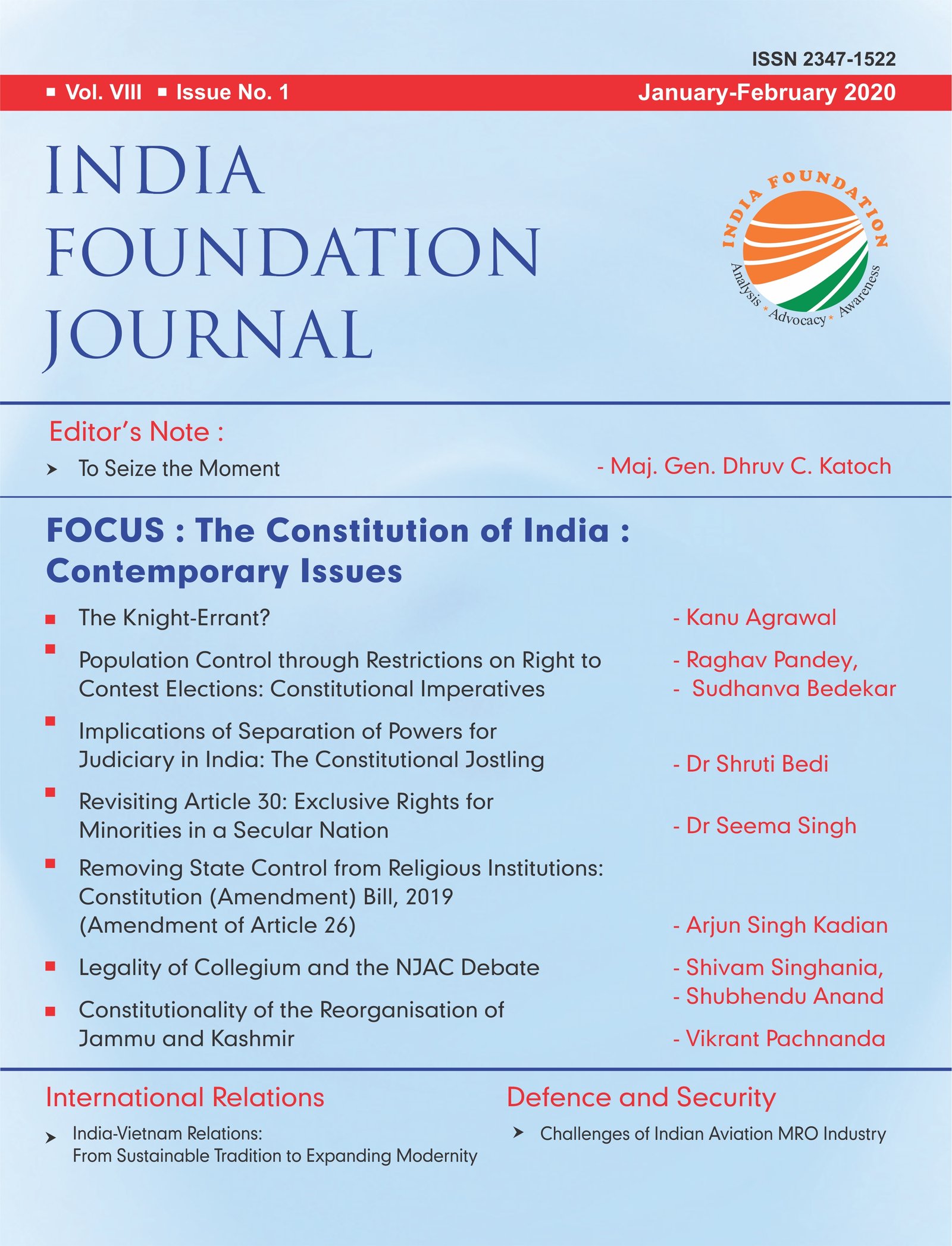 India Foundation Journal January February 2020
