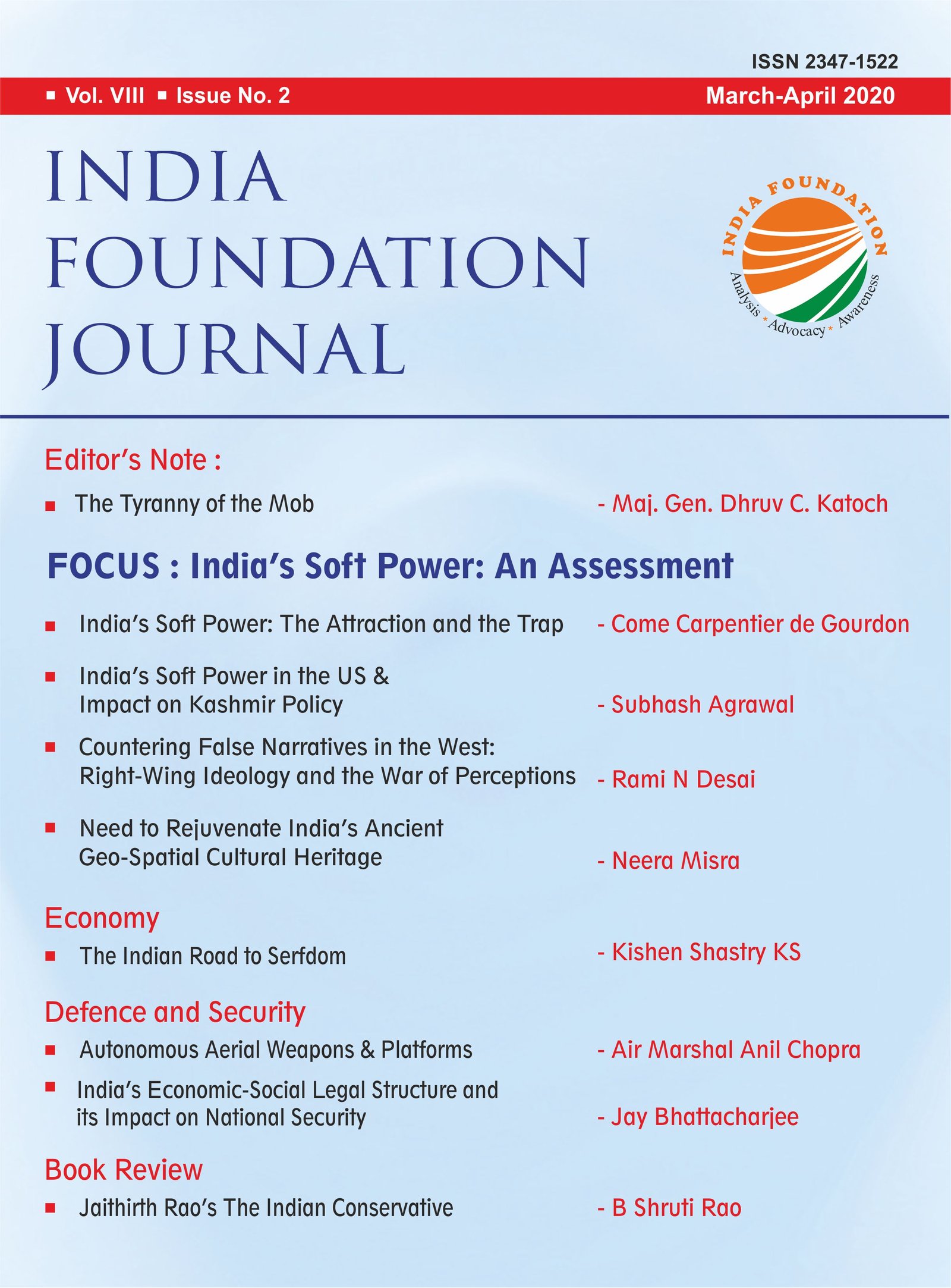 India Foundation Journal March April 2020