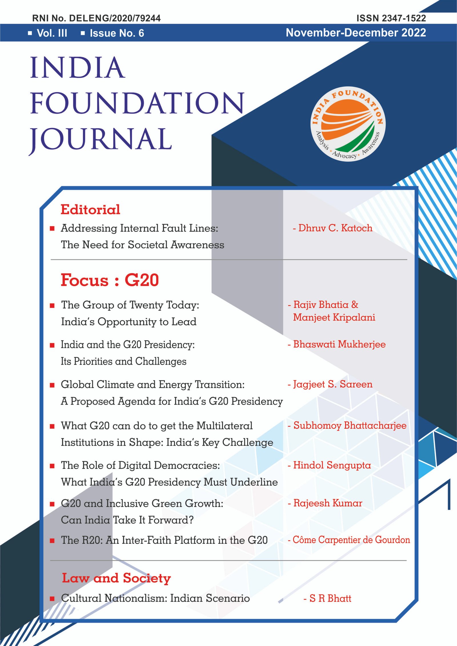 India Foundation Journal: November-December 2022