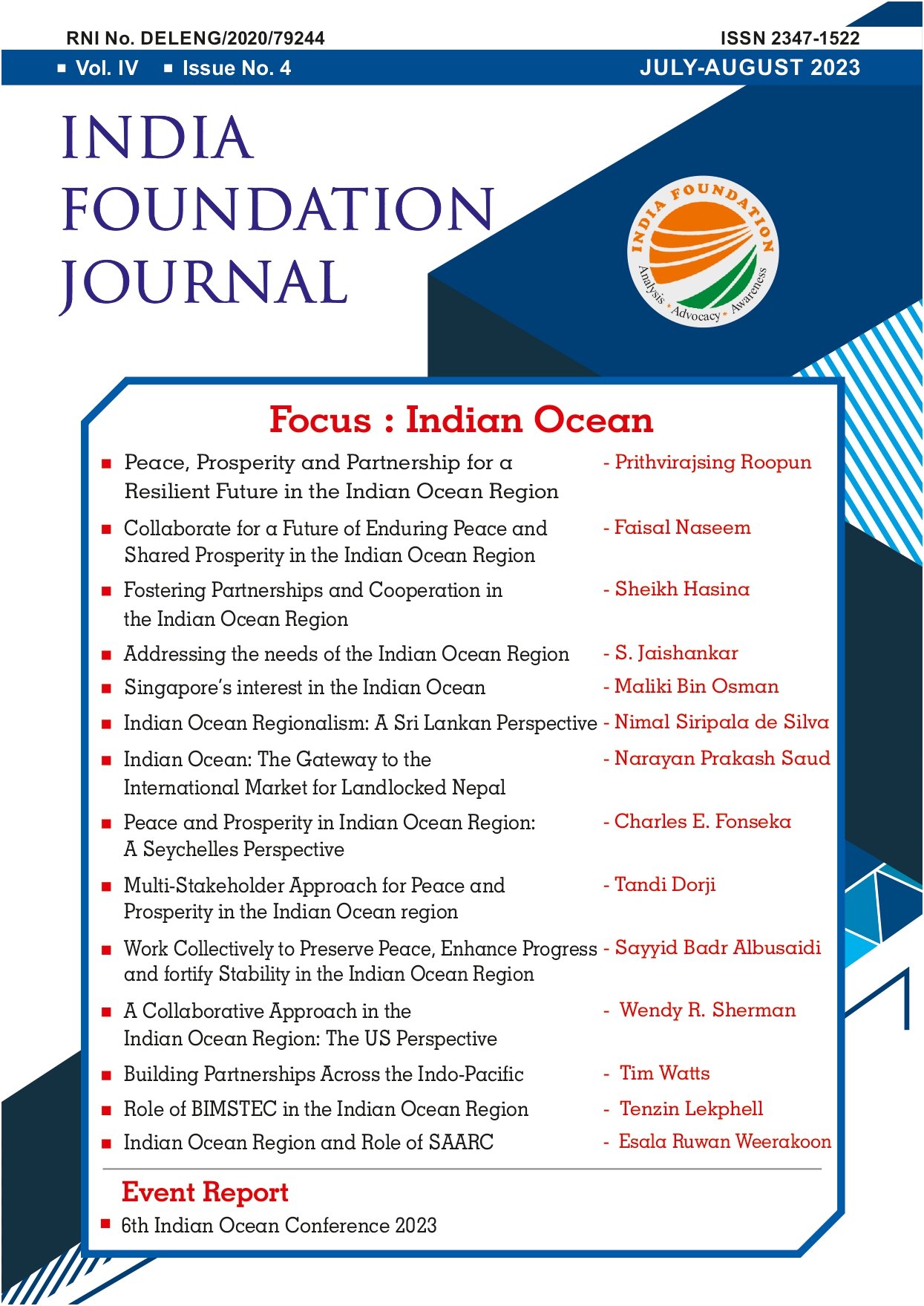 India Foundation Journal: July-August 2023