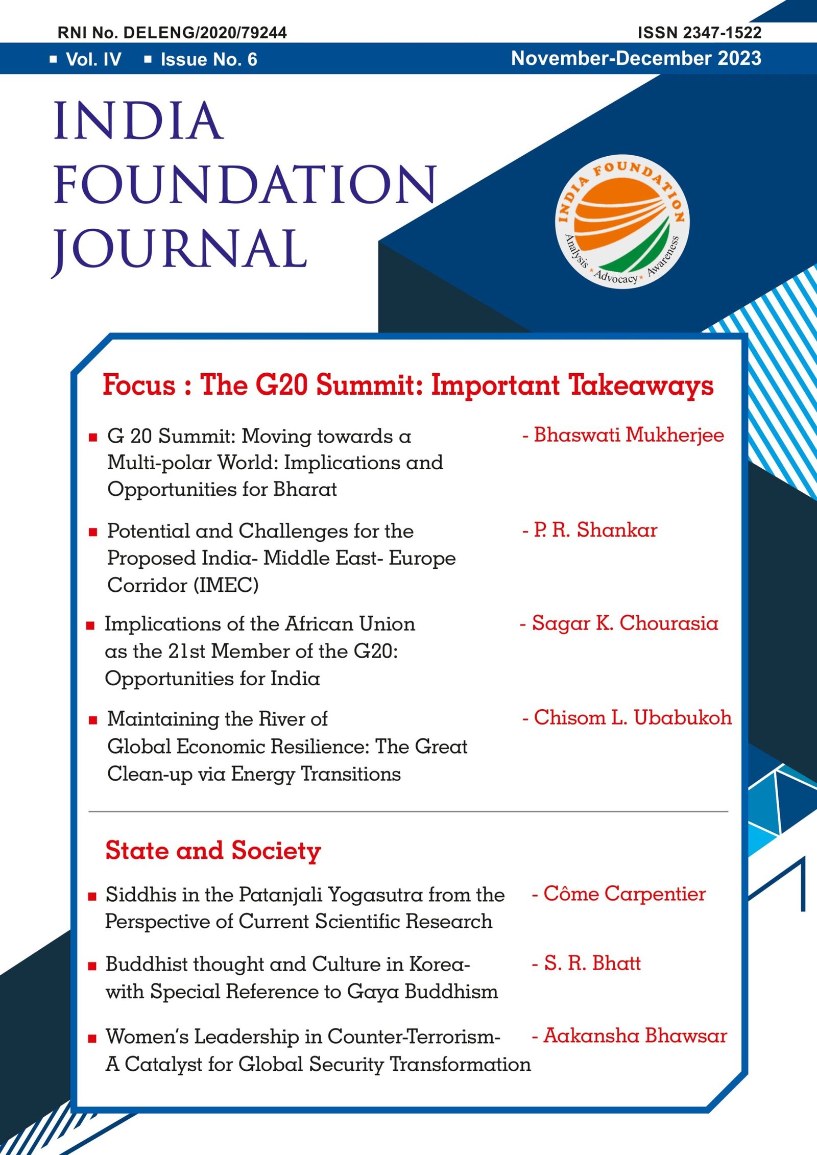 India Foundation Journal: November-December 2023