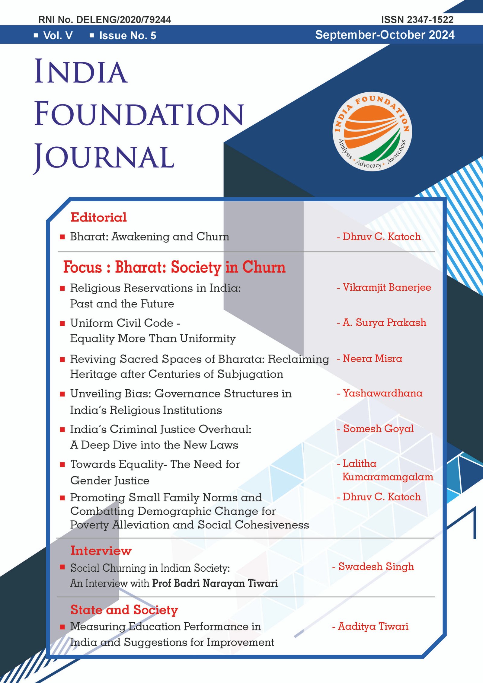 Sept-Oct 2024: India Foundation Journal