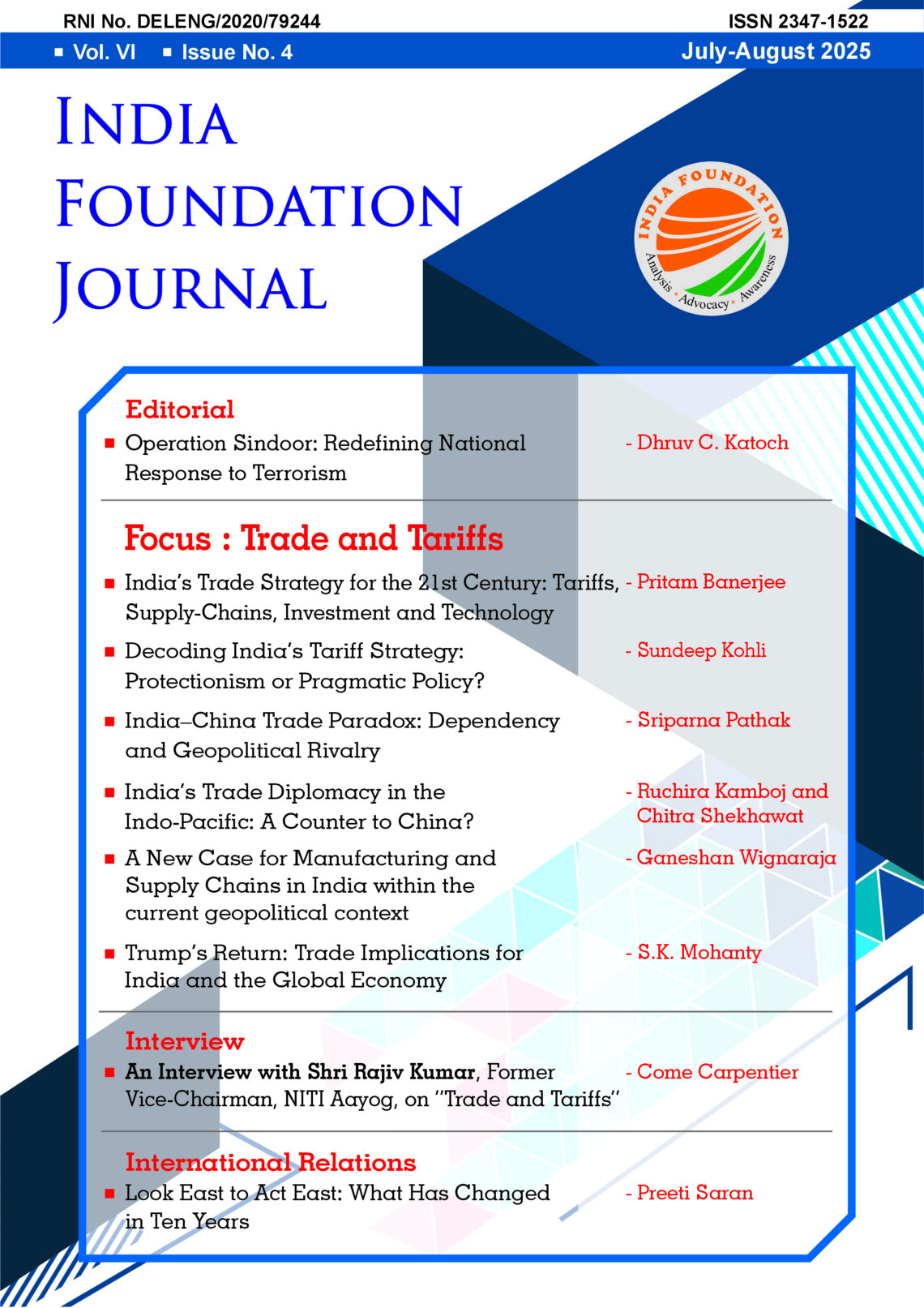 July-August 2025: India Foundation Journal