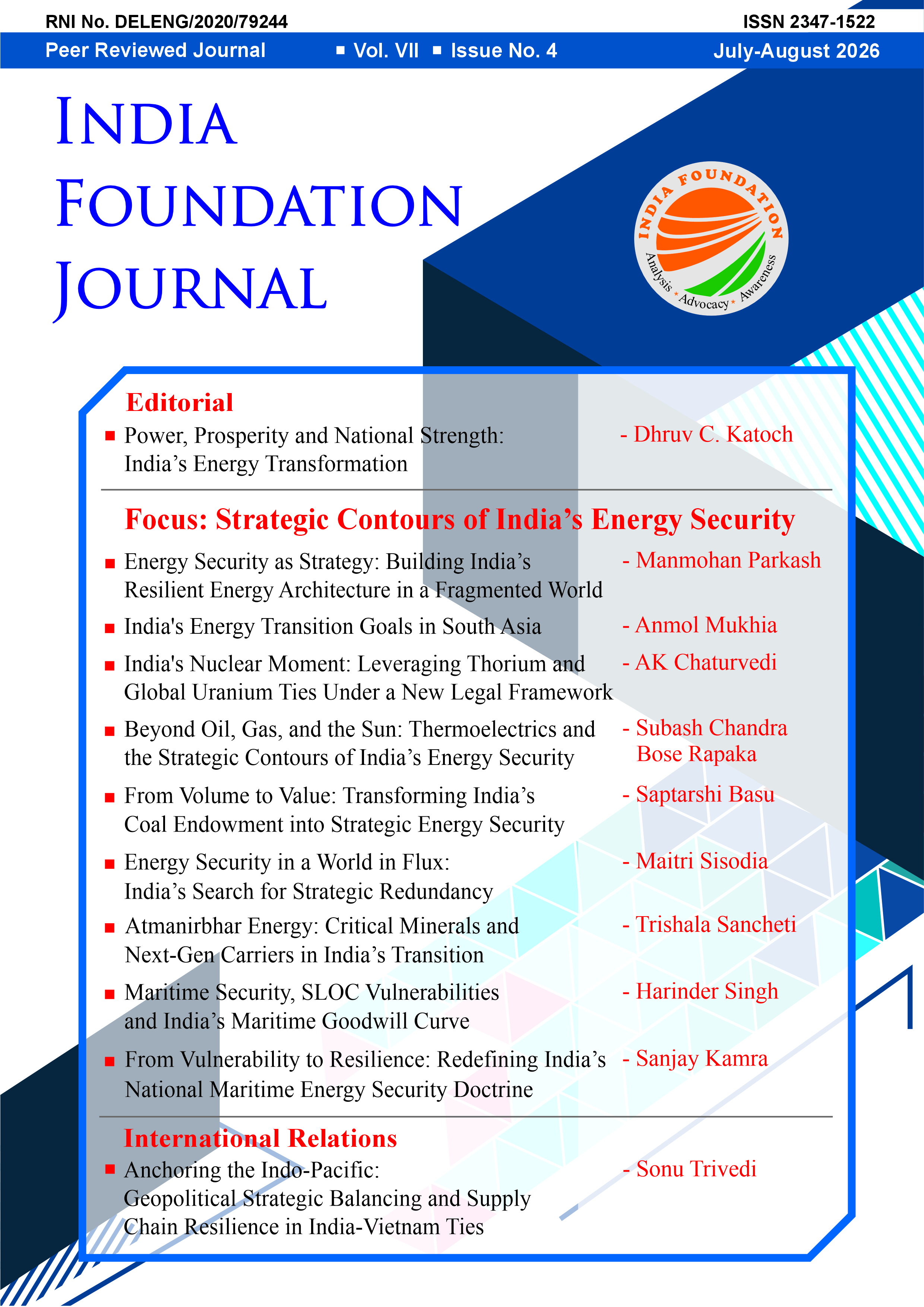 July-August 2026: India Foundation Journal